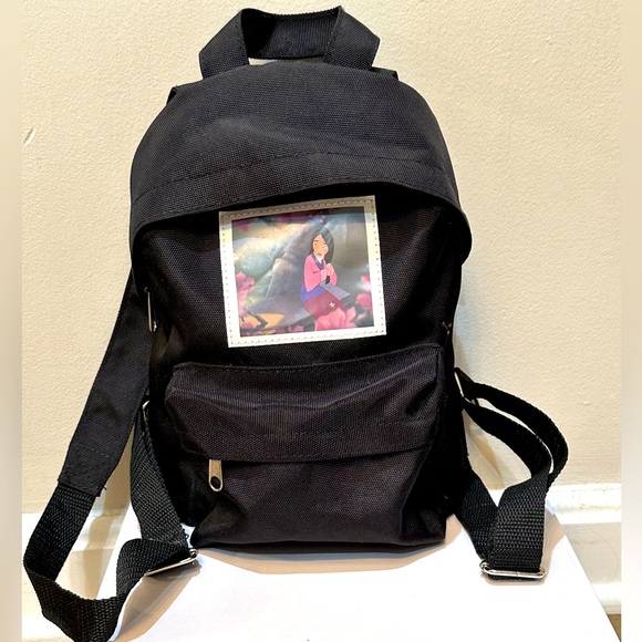 Mulan Disney Neon Tuesday Designer Princess Black Mini Backpack 11” Adjustable - Picture 1 of 6
